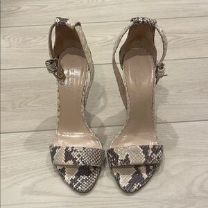 Club Monaco made in Italy Vera Cuioi High Heels 37 7 Snakeskin Beige Brown